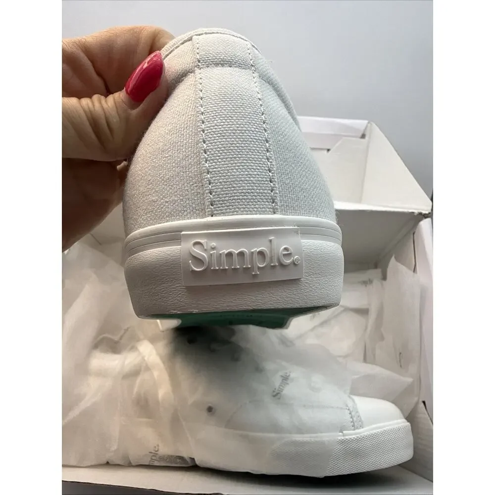 Simple Shoes S1 Organic Cotton Canvas Trainers White/White M12/W14